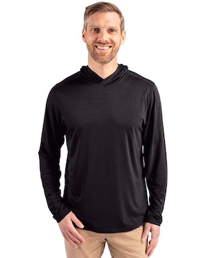 Cutter & Buck Coastline Epic Comfort Recycled Mens Hooded Shirt in Black