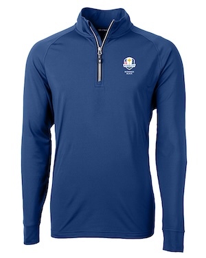 Navy 2025 Ryder Cup Mens Quarter Zip Adapt Eco Pullover in Tour Blue